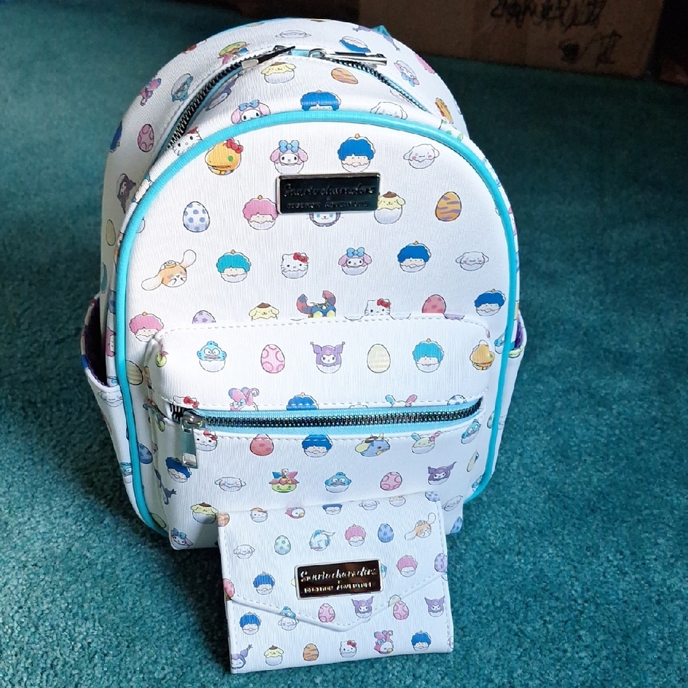Sanrio Digimon Eggs Mini Backpack With Matching Wallet Set EUC